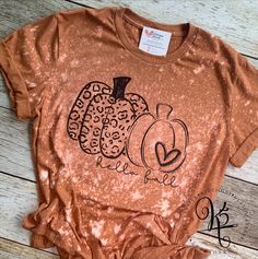 "Hello Fall / Bleached Tee / Leopard Pumpkin Shirt / Fall Shirt / Pumpkin Shirt Screen Printed Design (black) approx. 11×8.8\" Bella+Canvas Unisex Tee heather autumn is pictured Cotton 100% Weight 4.2 Oz Sizes XS, S, M, L, XL, 2XL Features: -4.2 oz., 100% combed and ringspun cotton -30 singles -Unisex sizing -Retail fit -Fitted at bicep -Shoulder taping -Sideseamed PLEASE NOTE:: Colors may vary due to different computer screens. Every Bleached shirt is unique, no one bleached pattern will be exa Its Fall Yall, Fall Shirts Women, Its Fall, Patches Shirt, Fall Yall, Cute Shirt Designs, Autumn T Shirts