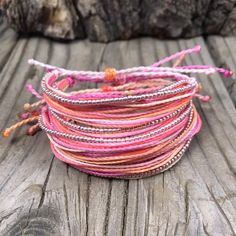 3 stack of string bracelets stackable bracelet wax string | Etsy Waxed Thread Jewelry, Hand Wrapped Waxed Cord Friendship Bracelets, Hand Wrapped Beaded Bracelets For Friendship, Adjustable Multi-strand Friendship Bracelets With Tiny Beads, Adjustable Pink Multi-strand Beaded Bracelets, Pink Adjustable Multi-strand Beaded Bracelets, Wax String Bracelets, Friendship Bracelet String, Bracelet Business