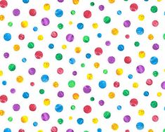 multicolored polka dot pattern on white background