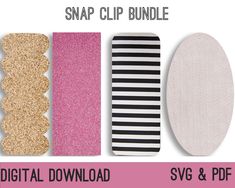 the snap clip bundle includes several different patterns and colors, including pink, white, gold, and black