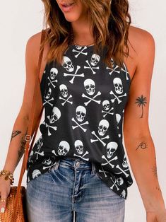 Skull Casual Tank Tops Cami Tops Casual Tanks, Casual Tank Tops, Tank Top Cami, Cami Tops, Floral Tops, Shop Now, Tank Tops, Women's Top