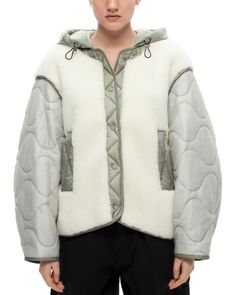 Shoreditch Ski Club Alva Shearling Mixed Media Jacket Ski Clothes, Ski Club, Fall 24, Women's Jackets, Detachable Hood, Shearling Jacket, Layering Pieces, Outerwear Jackets, The Fall