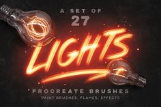 a set of 27 light brushes for photoshopping and texturing with neon lights