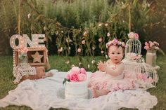 Photo Bb, 1st Birthday Girl Decorations, 1st Birthday Photos, Smash Cake Photoshoot, Cake Photography