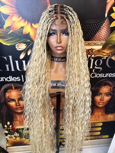 Glueless wig 30 inch  6x6 closure & braids 200% density  Bleached knots  Custom hairline  Preplucked  Braids and curls added  613 mix Ready to wear Braids And Curls, Micro Braids Hairstyles, Glueless Wig, Micro Braids, Hollywood Fl, Braids With Curls, Braids Hairstyles, Density, Braided Hairstyles