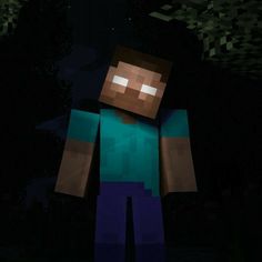 a minecraft character standing in the dark