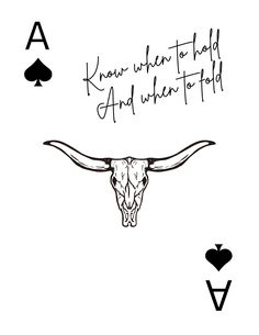 a bull skull with the words know when to hold and when to hold poker cards