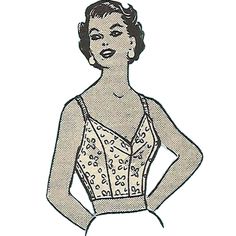 Simplistic in style and construction, why not try your hand at this partially lined women's Bra Top/Bustier. Perfect for wearing under a deep plunging V neck dress. Offered here as: PDF Download. This pattern is also available as a Paper Pattern.  https://www.etsy.com/uk/listing/512363416/1950s-lingerie-pattern-bustier-bra-top Skill Level: Intermediate Size Guide: Bust: 40" (101.6cm) Sewing Notions: Matching thread Fabric Amount Guide: REQUIREMENTS FOR FABRICS WITHOUT NAP Bust: 40" (101.6cm) Vie Lingerie Pattern, 1950s Lingerie, Plunging V Neck Dress, 1950s Patterns, 1950s Sewing Patterns, Lingerie Patterns, Plus Size Patterns, Top Bustier, Couture Vintage