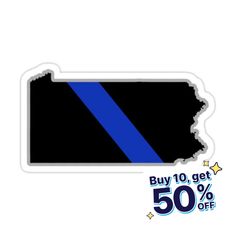 the blue line sticker is on sale for $ 50 off, and it says buy 10 get 50 % off