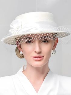 Hats Polyester 100% Wool Bowler / Cloche Hat Fedora Hat Wedding Evening Party Elegant Wedding With Bowknot Cap Headpiece Headwear 2024 - $52.99 White Flat Brim Hats For Formal Occasions, White Brimmed Felt Hat For Formal Occasions, White Wide Brim Felt Hat For Formal Occasions, White Brimmed Felt Hat For Party, Elegant White Brimmed Felt Hat, Fitted Cream Cloche Hat For Wedding, Elegant Adjustable Hats For Church, White Formal Boater Hat With Short Brim, Formal White Boater Hat With Short Brim