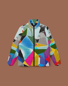 Discover the unique blend of artistry and fashion with our original colorful puffy jacket. This jacket stands out with its vibrant, eye-catching hues, meticulously crafted by talented artist. Each piece is a masterpiece, combining functionality with fashion. The puffy jacket features a design for optimal warmth and comfort, while the dynamic color palette ensures you make a bold statement wherever you go. Perfect for those who appreciate art and want to express their individuality through their clothing.  Material: 100% polyester  Padding lining material: 100% polyester cotton-like  Medium fabric (7.75 oz /yd² (262 g/m  Black nylon zipper with polyester fabric  Full front zipper closure  Two side pockets  White seam thread Trendy Multicolor Patchwork Outerwear, Casual Multicolor Winter Puffer Jacket, Casual Multicolor Puffer Jacket, Multicolor Long Sleeve Puffer Jacket For Spring, Casual Multicolor Long Sleeve Puffer Jacket, Quilted Multicolor Outerwear For Fall, Multicolor Quilted Spring Outerwear, Multicolor Long Sleeve Puffer Outerwear, Multicolor Puffer Outerwear For Spring