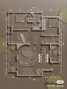 a drawing of a house with the floor plan and measurements on it's side