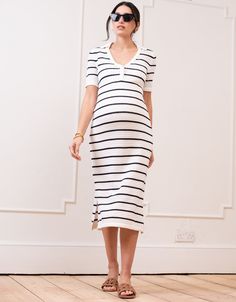 Seraphine's crochet-look striped collar dress is breathable, stylish and adapts to your pregnancy shape. Maternity Dress Outfits, Outfit Essentials, Baby Shower Dresses, Legging Outfits, Shower Dresses, Nursing Clothes, Nursing Dress, Clothing Essentials, Wedding Bridesmaid Dresses