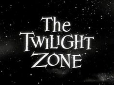 the twilight zone logo in black and white with stars on it's back ground