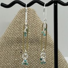 Sterling SIlver and 18K Gold Earrings with Turquoise Dangles. Great for everyday wear or that special occasion.  These earrings are handmade using 20mm sterling silver headpins for the fishhooks which are free formed.  They are lightweight with natural Turquoise dangles. Earrings measure 2 inches in length and 1/4 inch in width. $65 per pair. Convo for leverback substitutions. Thank you for visiting Deesigns by Deena LLC Turquoise Sterling Silver Earrings With Lever Back, Turquoise Jewelry With French Hook For Gift, Turquoise Dangle Jewelry With French Hook, 18k Gold Earrings, Earring Ideas, Head Pins, Wire Earrings, Natural Turquoise, Sterling Silber