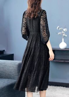 New Black Embroideried Nail Bead Lace Long Dress Half SleeveFabric: LaceSize & Fit: Fit: This garment fits true to size.Length: Size XL measures 46.8"from shoulder to hemBust: Great for any cup size. Waist: Loose Fit. Comfortable room throughout midsection.Hip: Loose Fit - room for hips. Hand Wash Cold. Lace Dress Long, Half Sleeve Dresses, Beaded Lace, Half Sleeves, New Black, Long Dress, Loose Fitting, Lace, Beads