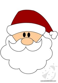 santa claus's face with a red hat and beard on it, drawn by hand