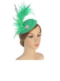 JJ's House Fascinators Derby Hats Faux Feather Rhinestone Women's Kentucky Derby Polyester Clip Headband Pillbox Hats Fascinators Hats. #JJ's House #Fascinators #DerbyHats #FauxFeather #Rhinestone #Women's #KentuckyDerby #Polyester #Clip #Headband #PillboxHats #Fascinators #Hats Green Feathered Mini Hat For Royal Ascot, Green Feathered Fascinator For Kentucky Derby, Elegant Feather Trim Fascinator Hat, Rhinestone-embellished Short Brim Hat For Kentucky Derby, Pillbox Hats, Luxury Short-brimmed Fascinator With Feathers, Fascinators Hats, Clip Headband, Pillbox Hat