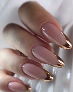 Gold Chrome Nails, Beauty Hacks Nails, Rose Gold Nails, Chic Nails