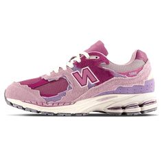 Releasing as part of the 2022 ‘Protection Pack,’ the New Balance 2002R ‘Pink’ pairs candy-bright hues with an unfinished aesthetic. Complementary shades of pink and lavender are applied to the revamped upper, featuring an airy mesh base with ragged-edged suede overlays throughout the forefoot, heel, and quarter panel. The lifestyle runner is mounted on a pre-distressed midsole borrowed from the 860v2, complete with ABZORB cushioning and shock-absorbing N-ergy technology in the heel. Basket New Balance, New Balance 2002r Protection Pack, 2002r Protection Pack, Zapatillas New Balance, Purple Palette, New Balance 2002r, Dr Shoes, Adidas Spezial, Air Jordan 3