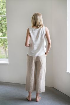 "Comfortable and lightweight linen pants REIMS fit perfectly to each figure and body type. DETAILS: <> Made from OEKO-TEX® certified 100 % European linen; <> Color in the picture: Beige; <> Linen pants REIMS with elastic waistband; <> Pants with two pockets; <> Model is wearing S size; Pants length: Outseam ± 88 cm / 34.7\", Inseam ± 62 cm / 24.4\"; <> Model height 183 cm / 6′; <> Product is made with family love. The quality of linen fabrics and product Summer Linen Wide Leg Pants For Everyday, Neutral Linen Pants For Everyday, Everyday Neutral Linen Pants, Neutral Wide-leg Pants For Everyday Wear, Neutral Summer Pants For Everyday Wear, Effortless Linen Lounge Pants, Everyday Linen Wide Leg Pants, Effortless Linen Pants For Loungewear, Neutral Linen Pants For Loungewear