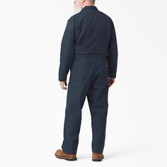 These Dickies men's workwear coveralls from the brand's big and tall collection will keep you protected on busy work days. They're crafted from a stain-release and wrinkle-resistant twill fabric and feature a spread collar, long sleeves, a snap and zipper closure, and multiple pockets. Features: Stain Release, Wrinkle ResistantClosure Type: Snap & ZipperPockets: 2 Chest Slip Pockets, 2 Back Slip Pockets, 2 Side Slip PocketsSleeve Length: Long SleeveFiber Content: 65% Polyester, 35% CottonFabric Description: TwillCollar: Spread CollarCare: Tumble Dry, Machine WashCountry of Origin: Made in US Solid Workwear Overalls With Side Pockets, Solid Overalls With Pockets For Work, Workwear Overalls With Side Pockets, Cotton Overall Outerwear For Work, Cotton Overalls For Work, Utility Relaxed Fit Overalls For Workwear, Utility Style Bib Front Jumpsuits And Rompers For Work, Utility Bib Front Jumpsuits And Rompers For Workwear, Solid Cotton Overalls For Workwear