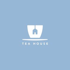 the tea house logo is shown on a blue background