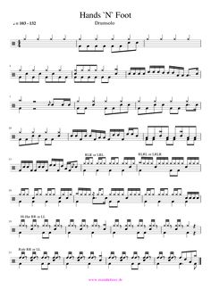 hands n'foot sheet music for guitar with notes and tabs on the bottom