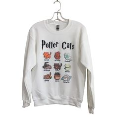 Brand New Without Tags Gildan Potter Cats Graphic Sweatshirt Size Small Harry Potter Sweatshirt Unisex Fit Size Small 50% Cotton 50% Polyester The Image Is Printed Using Sublimation, Which Prints Directly Into The Fabric **Please Note: There Are A Few Spots On The Sweatshirt From Ink Transferring Incorrectly. It's Not Super Noticeable But Please See Pics And Feel Free To Ask Any Questions!** Harry Potter Group Halloween Costumes, Winter Cotton Top With Cat Print, White Long Sleeve Sweatshirt With Cat Print, White Long Sleeve Top With Cat Design, White Cat Design Top For Winter, White Winter Top With Cat Design, White Casual Sweatshirt With Cat Design, White Casual Sweatshirt With Cat Print, Casual White Sweatshirt With Cat Design