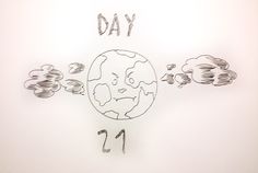 a drawing of the earth with clouds coming out of it's face and day 11