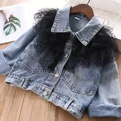 Jackets & Coats | New Toddler Girls Denim Jacket With Ruffles Lace | Poshmark Cute Denim Blue Outerwear For Fall, Cute Denim Blue Fall Outerwear, Cute Denim Blue Spring Outerwear, Denim Blue Cute Spring Outerwear, Cute Jean Jackets, Girls Outwear, Light Denim Jacket, Lace Coat, Girls Denim Jacket