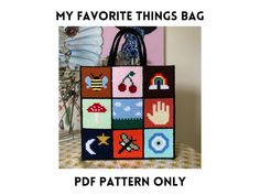 a handbag is shown with the words, my favorite things bag