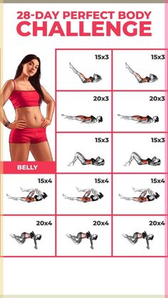 the 28 day perfect body challenge is shown in this ad for women's health