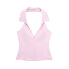 Lasaky - Stylish Backless Shirt with Halter Neckline - Collection for Women Shorts Rosa, Halter Shirt, Backless Shirt, Short Pollera, Top Rosa, Backless Halter Top, Straight Clothes, Jupe Short, Halter Tank Top