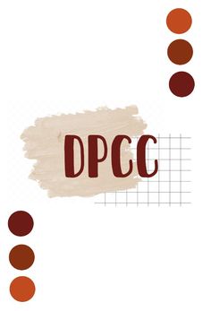 the words dfcc are painted on a white background with brown and red circles