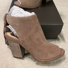 Brand New, Never Worn Vince Camuto Bootie In A Light Beige Suede. Leather Tassel On Back Of 4” Wooden Block Heel. Zipper On Inside Chic Ankle-high Suede Booties, Grey Block Heels, Suede Open Toe Booties Medium Width, Vince Camuto Olive Booties, Elastic Boots, Western Ankle-high Suede Booties, Brown Suede Ankle Boots, Suede Ankle-high Booties With Buckle Closure, Tan Booties