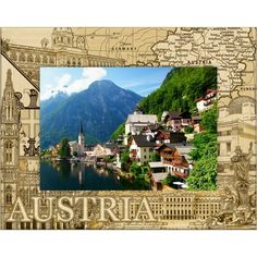 an image of a map with mountains in the background and a photo frame that says, austrian