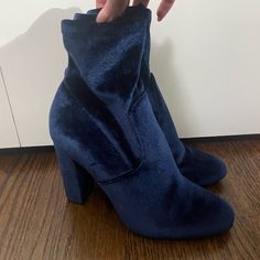 Brand New Sock Booties! Casual Blue Winter Booties, Casual Blue Heels For Winter, Blue Ankle-high Booties For Fall, Blue Round Toe Booties For Fall, Blue Ankle-high Winter Heels, Blue Round Toe Heels For Winter, Blue Block Heel Heels For Winter, Sock Booties, Shoes Steve Madden