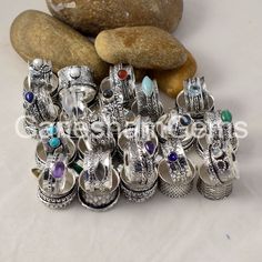 Wholesale Natural Multi Gemstone Spinner Ring, 925 Silver Plated Spinner Rings Lot, Spinning Rings, Christmas Sale Rings Lot Size 6 to 10 Gemstone : Multi Gemstone Material : 925 Silver Plated US Ring Size : Choose size SHIPPING PROCESS : :- Free Shipping :- You are always special for us. :- Shipping time is 1-2 days. :- India Post Shipping FEEDBACK We Always Believe In Customer Satisfaction, Your Feedback Is Very Important & Valuable For A Successful Organisation, So Please Drop A Feedback Adjustable Silver Stackable Rings With Stones, Silver Stackable Rings With Stone Setting, Spinning Rings, Meditation Rings, Spinner Ring, Wide Band Rings, India Post, Spinner Rings, Thumb Rings