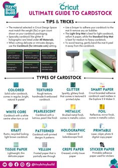 the ultimate guide to cardstocks info sheet with instructions on how to use them