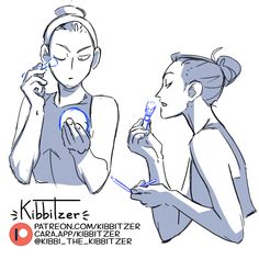 a woman brushing her teeth next to another woman with a toothbrush in her hand