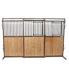 a wooden fence with three doors on each side