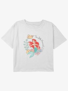 60% Cotton  40% PolyesterWash cold; dry lowImportedListed in girls sizes Disney Princess Ariel, Princess Ariel, Crop T Shirt, Ariel The Little Mermaid, Disney Princesses, Crop Tshirt, Little Mermaid, The Little Mermaid, Ariel