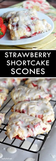 strawberry shortcake scones on a cooling rack