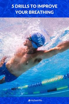 a man swimming in the pool with his head above water