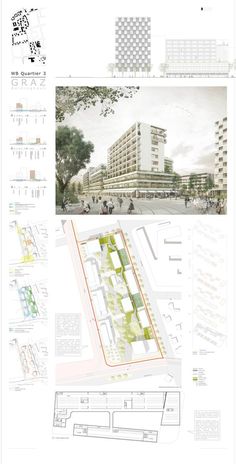 an architectural drawing shows the various sections of a building