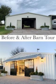 before and after barn tour with an open door