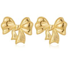 PRICES MAY VARY. 💖Earrings Size💖: The bow earring size is 1.15* 1.3in, and the single weight is 0.09oz, Lovely gold bow earrings make your look even sweeter. 💖unique design💖: Dainty and chic, Gold Bowknot Earrings feature delicate knots with a minimalist silhouette, suitable for daily wear and any special occasion 💖Ideal Accessory💖: The classic and elegant bow earring design can always be kept in fashion, These bow stud earrings can be worn with any outfit, Suitable for women of all ages, Bow Earring, Wishlist 2024, Minimalist Silhouette, Chunky Earrings, Womens Earrings Studs, Christmas Bow, Bow Jewelry, Silver Bow, Earrings Cute