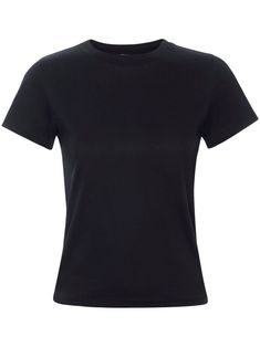 black Supima cotton crew neck short sleeves straight hem Black Cotton T-shirt With 3/4 Sleeves, Black Crew Neck T-shirt With Contrast Trim, Basic Washed Black Cotton T-shirt, Black Cotton Raglan Sleeve T-shirt, Luxury Washed Black Cotton T-shirt, Supima Cotton, Jersey Shirt, Cotton T Shirt, Top Brands