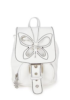 cuz you should. This mini backpack has a vegan leather construction, a cut out butterfly design on the flap, an adjustable drawstring closure, a front buckle closure, O-ring hardware, a front zipper pocket, a top handle, and adjustable straps. White Backpack For Spring, White Backpack With Adjustable Strap For Spring, White Spring Backpack With Adjustable Strap, White Backpack For Everyday Use In Spring, White Everyday Backpack For Spring, White School Backpack For Spring, Trendy White Backpack For Spring, White Backpack With Zipper Closure For Spring, Dolls Kill Outfits